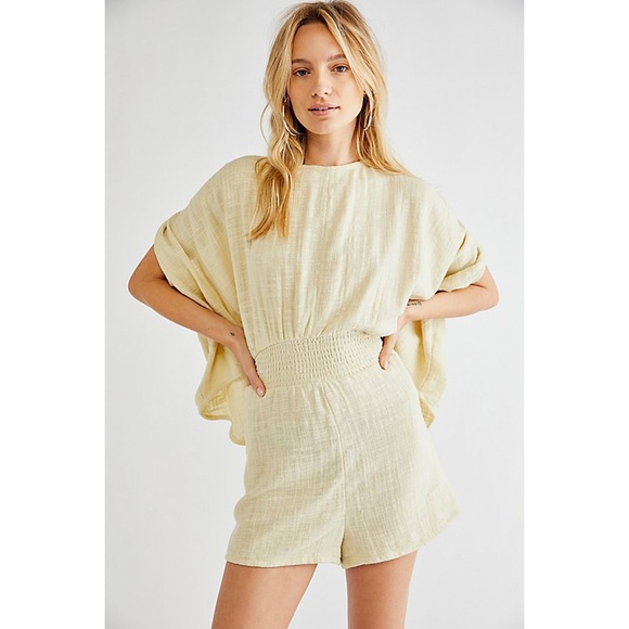 Free People Pants - Free People Pietro Tie Back Romper Opal Silk NWT L